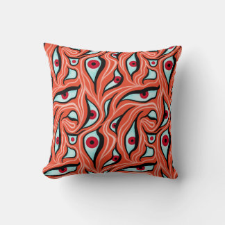 Coussin Motif Evil Eyes - Abstrait Red Eyes sur Orange