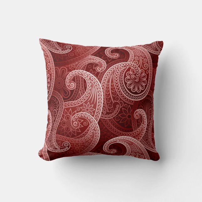 Coussin Motif exotique Red Paisley (Recto)
