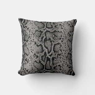 Coussin Motif Exotique Snakeskin   gris charbon