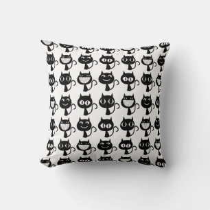 Coussin Motif Expressions de chats noirs mignons