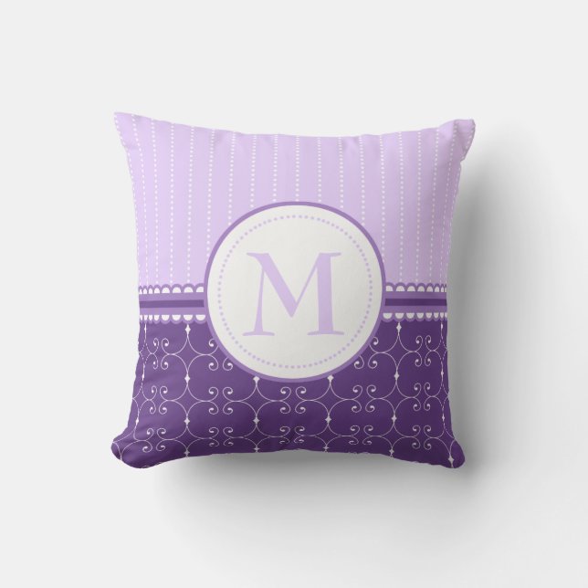 Coussin Motif fait sur commande pourpre de monogramme de (Recto)