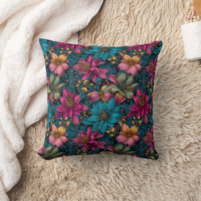 Coussin Motif Fantastique de Noël Botanique Vibrant (Couverture)