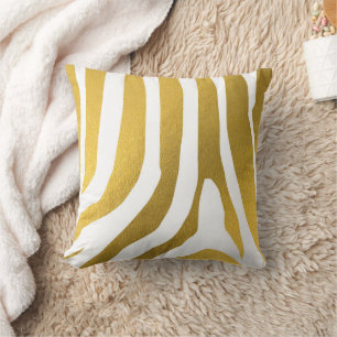 Coussin Motif Faux Gold Zebra Print Stripes