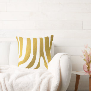 Coussin Motif Faux Gold Zebra Print Stripes