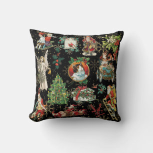 Coussin Motif festif de Noël vintage rétro