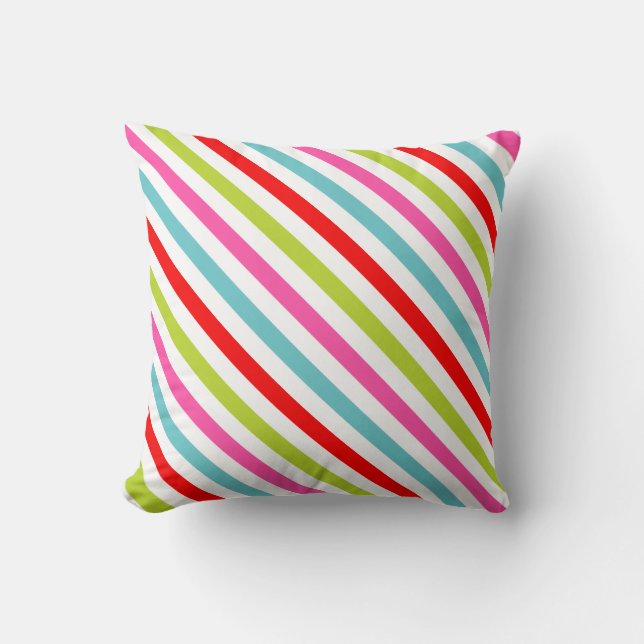 Coussin Motif Festif – Rayures Rétro de Fêtes (Recto)