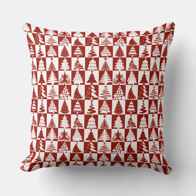 Coussin Motif Festive Red Christmas Tree (Recto)