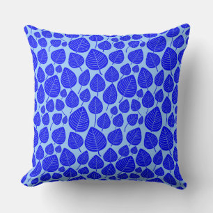 Coussin Motif feuille 02 - Bleu sur bleu clair