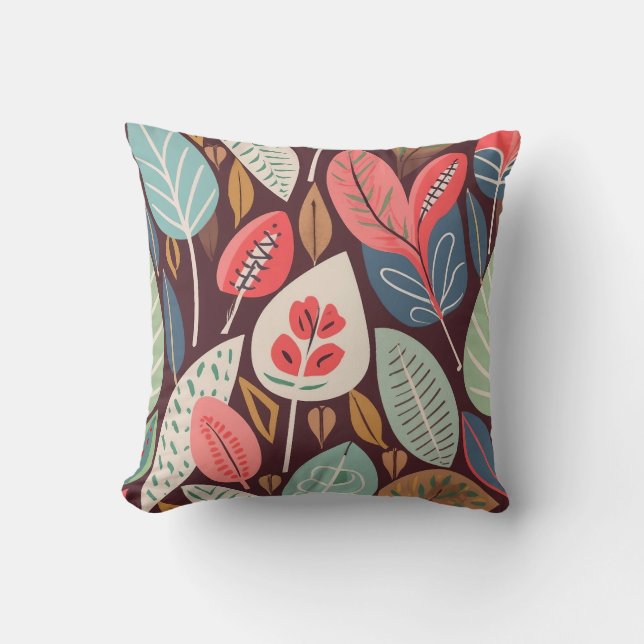 Coussin Motif Feuille Abstrait (Recto)