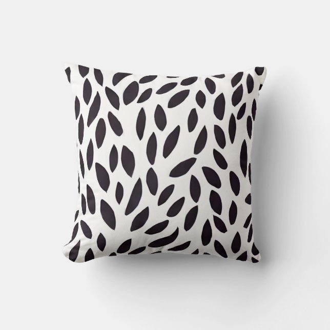 Coussin motif feuille Abstrait noir et blanc (Recto)