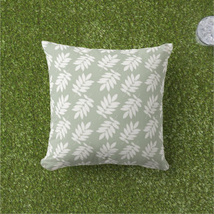 Coussin Motif feuille aîné 2 voies vert + blanc