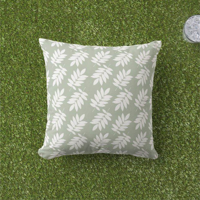 Coussin Motif feuille aîné 2 voies vert + blanc (Herbe)