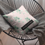 Coussin Motif Feuille Aquarelle moderne avec nom<br><div class="desc">Motif Feuille Aquarelle moderne avec nom</div>