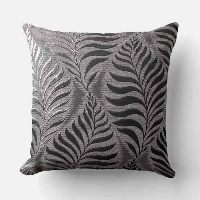 Coussin Motif Feuille argent (Recto)