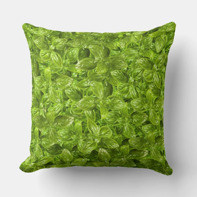Coussin Motif Feuille Basil (Recto)