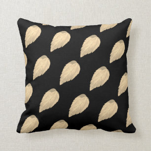 Coussin Motif Feuille beige clair sur noir