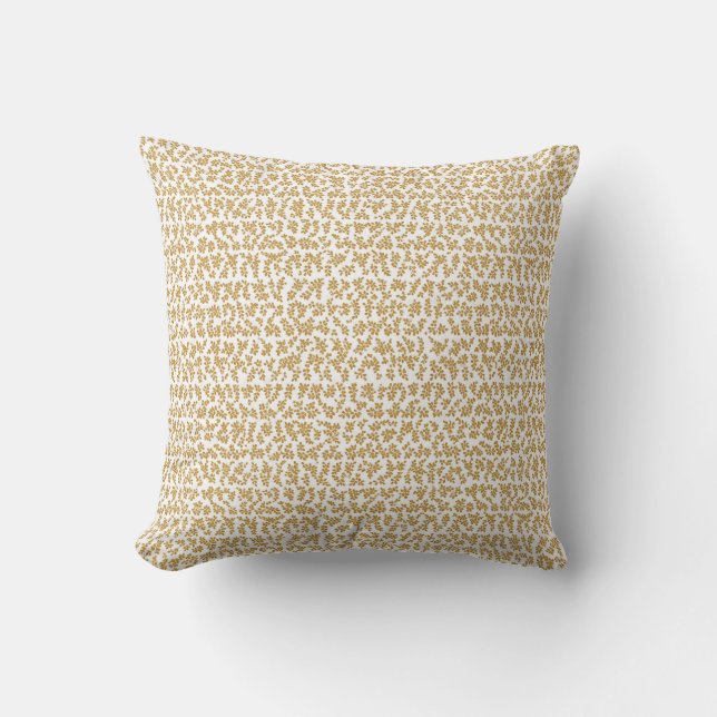 Coussin Motif feuille blanc or minuscule (Recto)