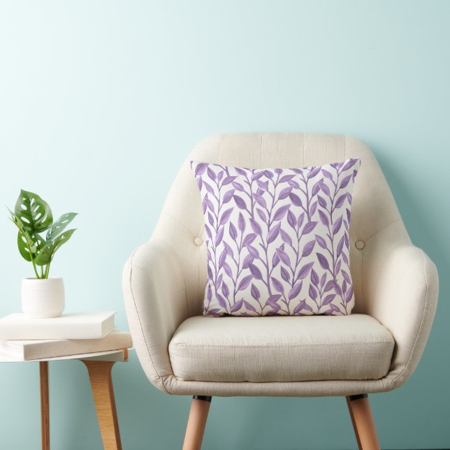 Coussin Motif feuille d'aquarelle violet Lavender (Chaise)