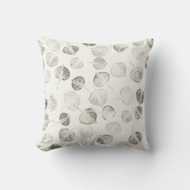 Coussin Motif Feuille d'Aspen © Sandy Long (Recto)