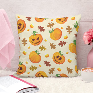 Coussin Motif feuille d'automne du Citrouille orange mou