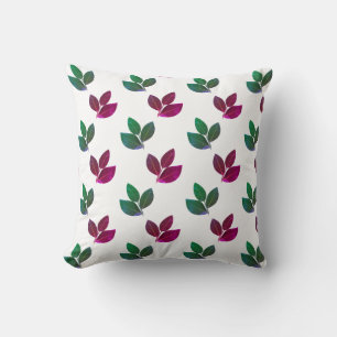 Coussin Motif feuille de laurier vert et bordeaux moderne