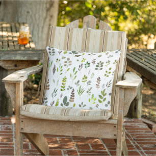 Coussin Motif Feuille d'Eucalyptus coloré aquarelle