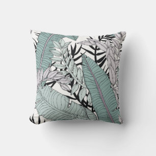 Coussin Motif feuille Floral sans couture avec plante trop