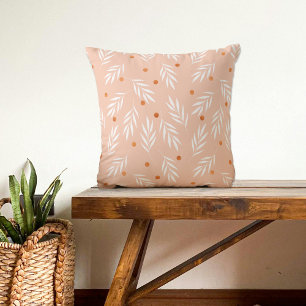 Coussin Motif Feuille moderne Apricot rose