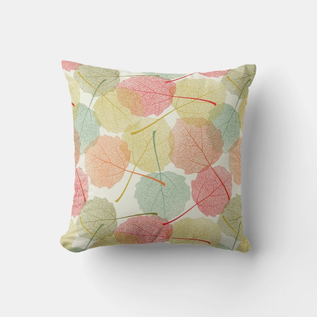 Coussin Motif Feuille Pastel Skeleton (Recto)