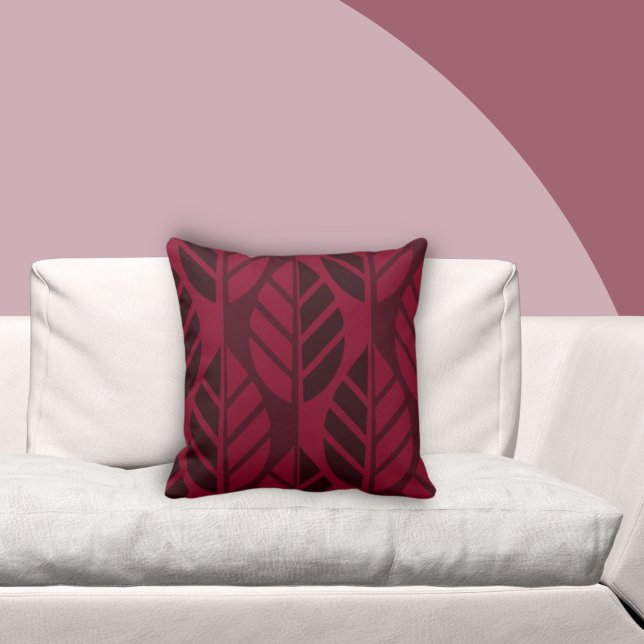 Coussin Motif Feuille rouge de Bourgogne moderne (Créateur téléchargé)