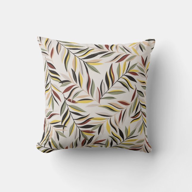 Coussin motif feuille transparent sur fond gris, (Recto)