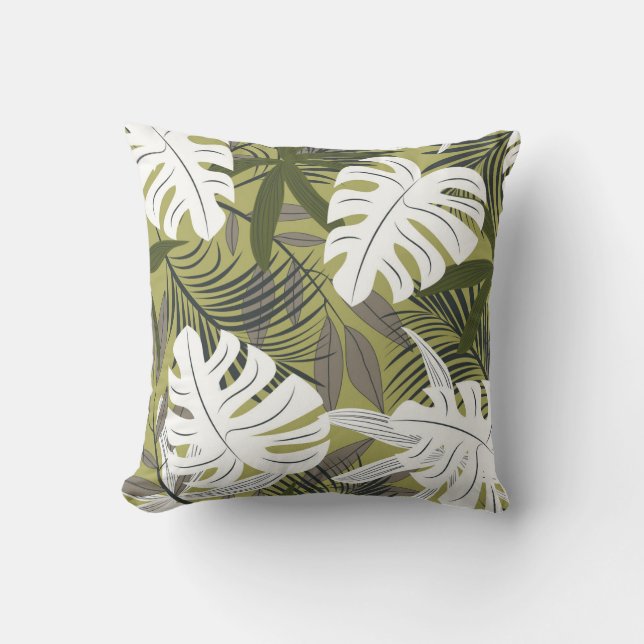Coussin Motif Feuille tropical dynamique (Recto)