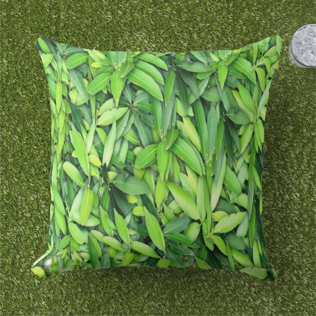 Coussin Motif Feuille verdoyant - Nature Botanique (Herbe)