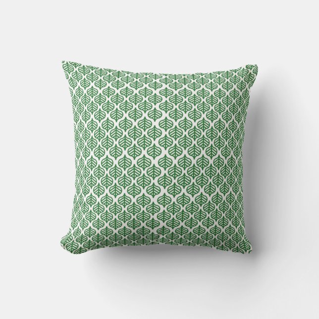 Coussin Motif feuille vert diagonal géométrique (Recto)