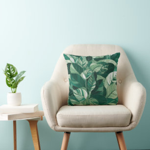 Coussin Motif Feuille vert moderne
