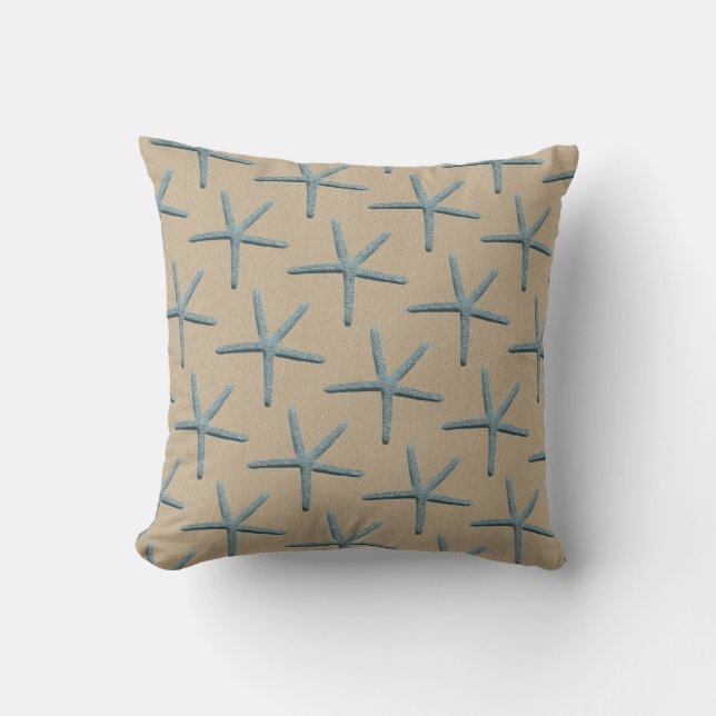 Coussin Motif Finger bleu Starfish sur le sable couleur (Recto)