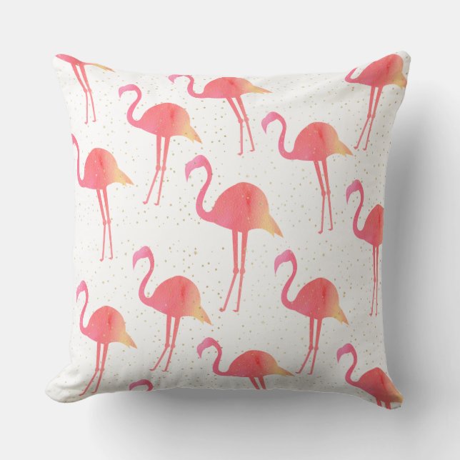 Coussin Motif Flamingo Chic Rose Aquarelle (Recto)