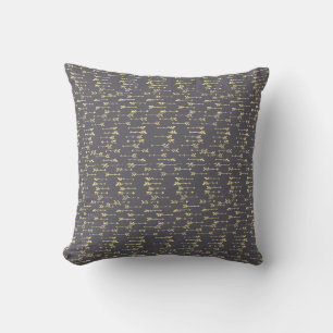 Coussin motif flèche bohème minimaliste bleu et jaune