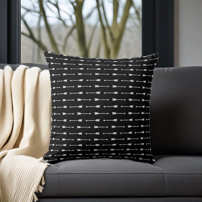 Coussin Motif Flèches noir et blanc (Créateur téléchargé)