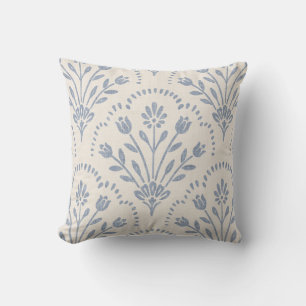 Coussin Motif fleur bleu mat texturé en coquille