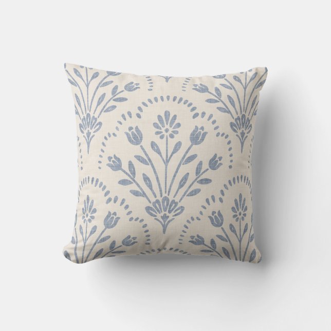 Coussin Motif fleur bleu mat texturé en coquille (Recto)