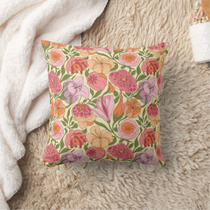 Coussin Motif Fleur de Lys, Rose & Fleur de Grenade