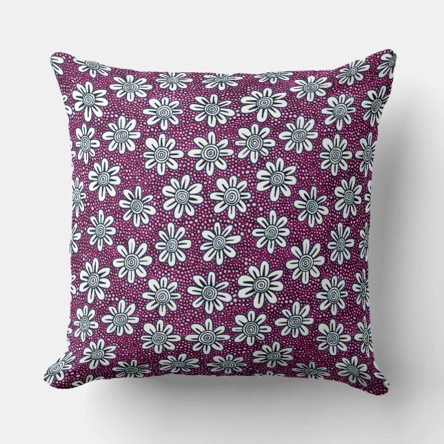 Coussin Motif Fleur Dessiné À La Main 140617 - Couleurs 02 (Recto)