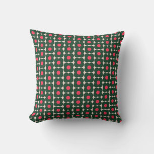 Coussin Motif Fleur rétro Noël Rose Vert