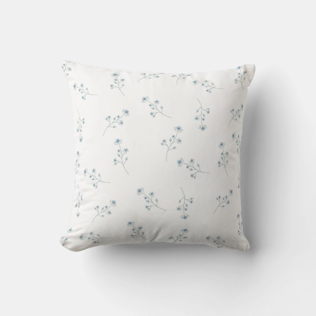Coussin Motif Fleur sauvage bleu (Recto)