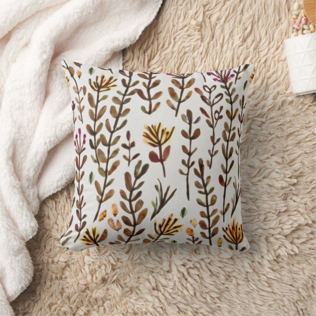 Coussin motif fleur sauvage et feuille (Couverture)