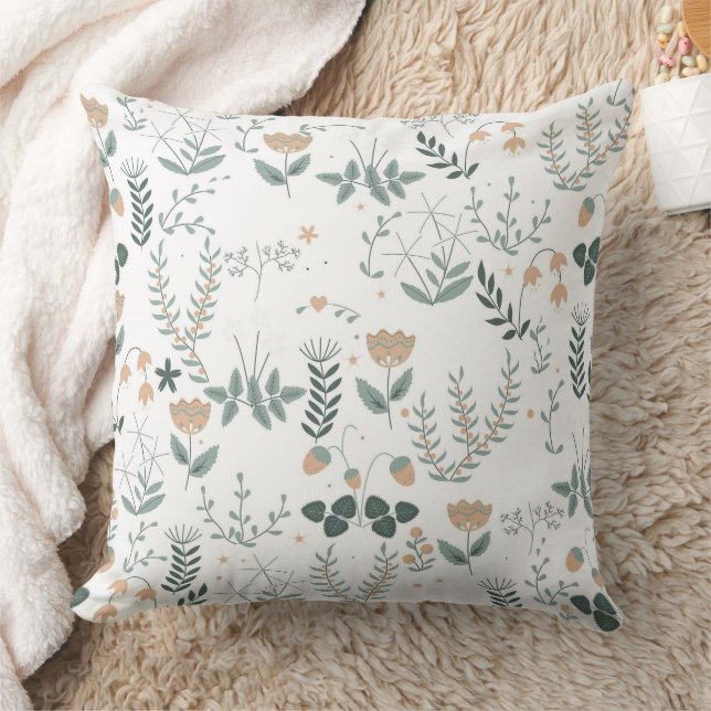 Coussin motif fleur sauvage, floral pastel, fleurs boho, (Couverture)