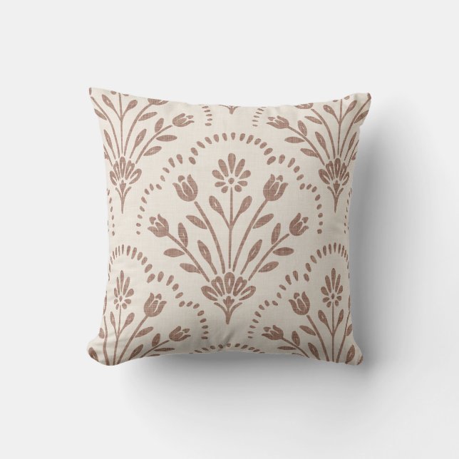 Coussin Motif fleur scallop brun chaud texturé (Recto)
