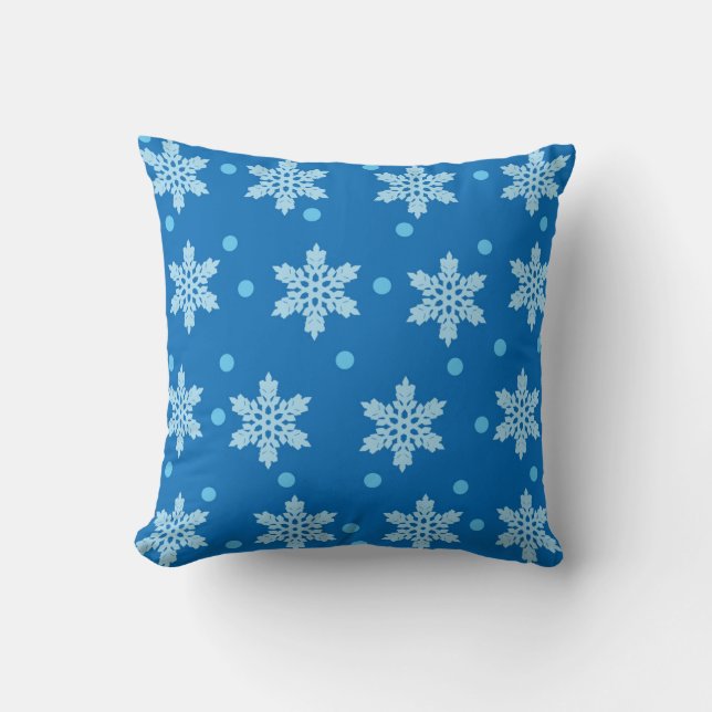 Coussin Motif Flocon de Neige Bleu (Recto)