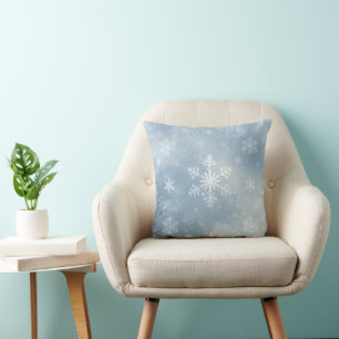 Coussin Motif flocon de neige bleu et blanc